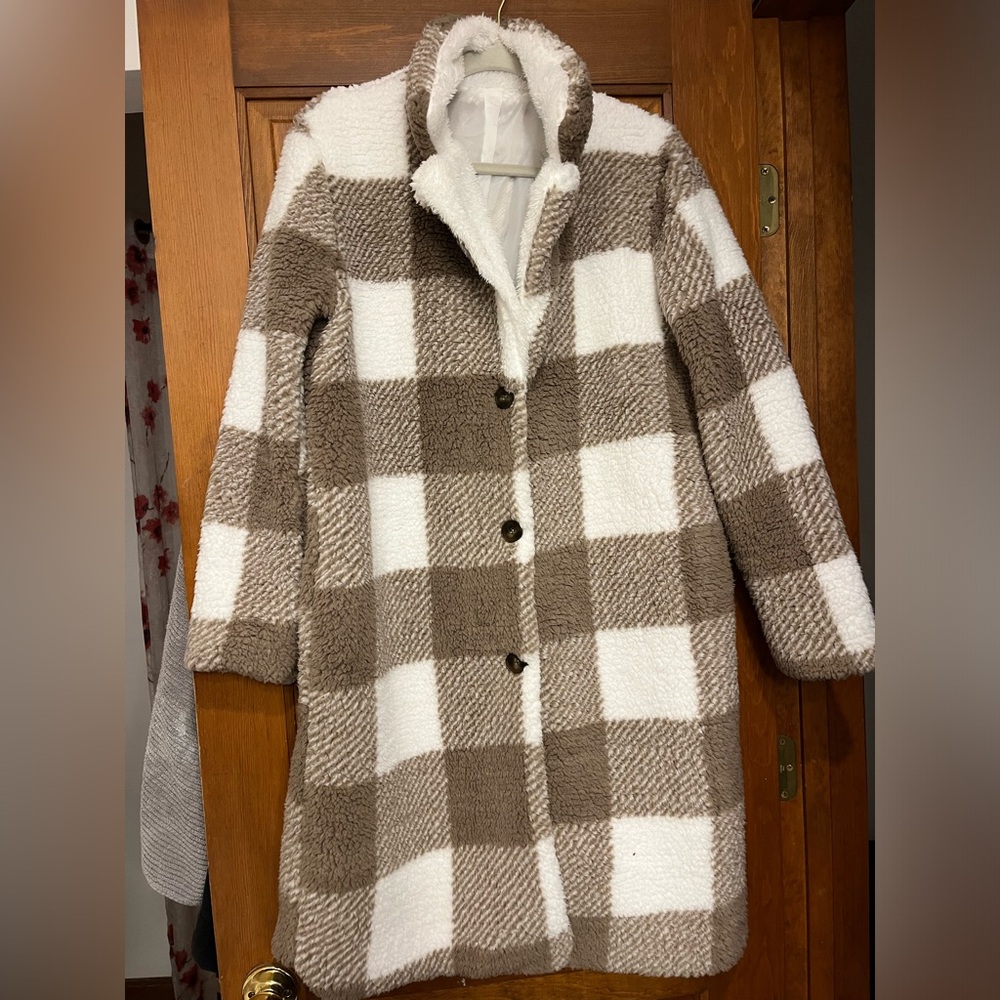 Shein Brown and White Jacket Medium